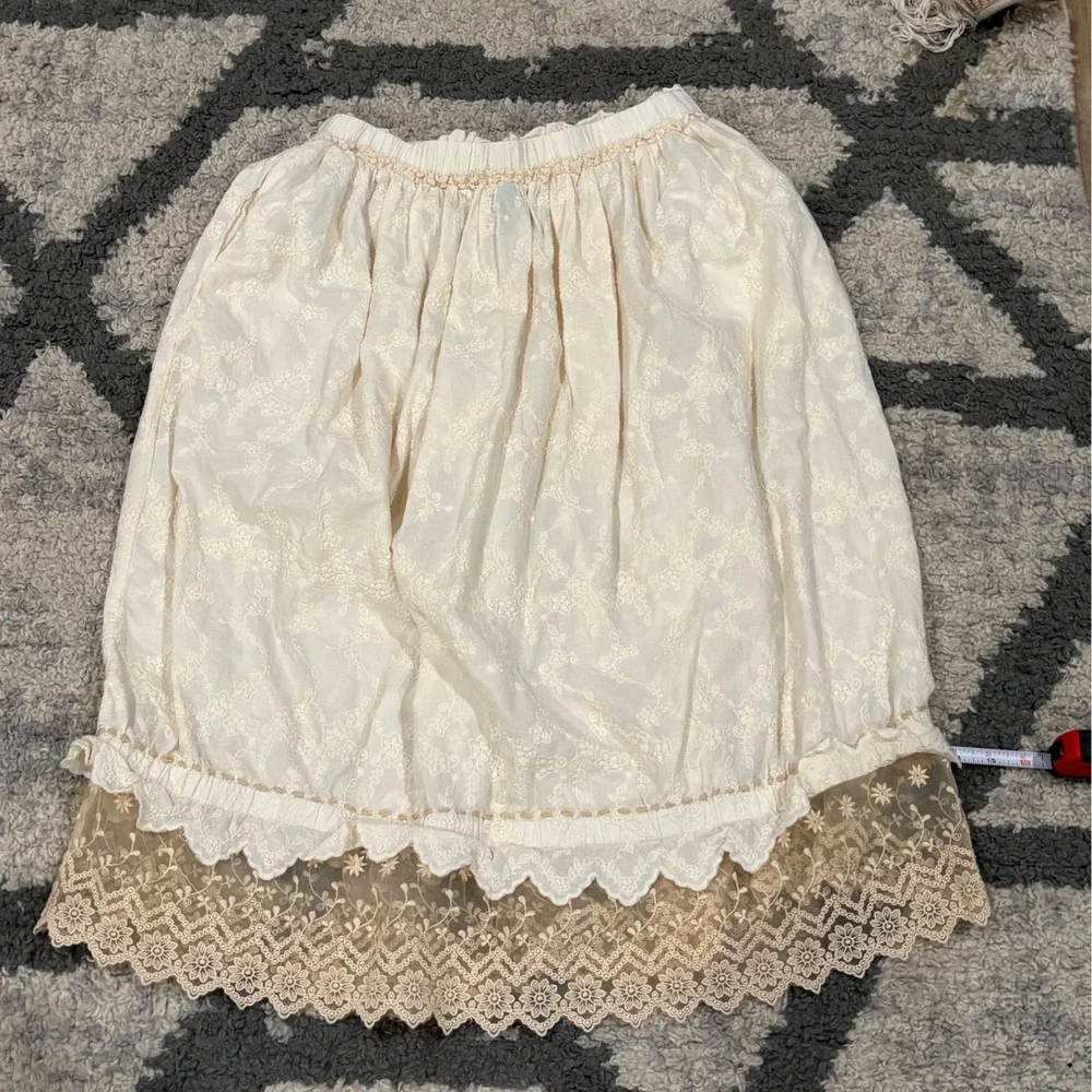 Jaded Gypsy Dream Of You Skirt Cream Cotton Lace Boho Prairie Midi L/XL xx